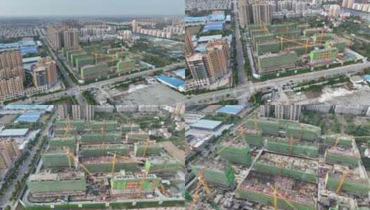 中国县城建筑工地航拍高清在线视频素材下载