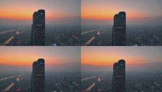 【4K超清】航拍广州周大福金融中心高清在线视频素材下载