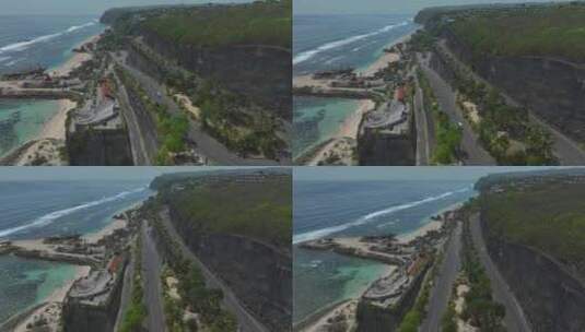 HDR印尼巴厘岛梅拉第海滩海滨公路航拍风光高清在线视频素材下载