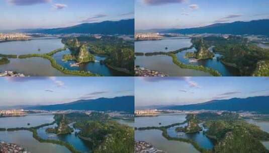 广东肇庆七星岩风景区自然风光延时摄影航拍高清在线视频素材下载