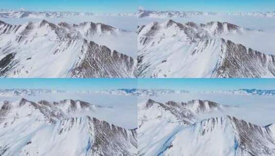 航拍冬季夹金山风景川西高原雪山景色迷人高清在线视频素材下载