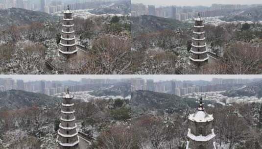冬天白雪郴州南塔公园风光高清在线视频素材下载