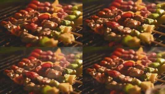 美味烧烤 烤肉 烤串高清在线视频素材下载