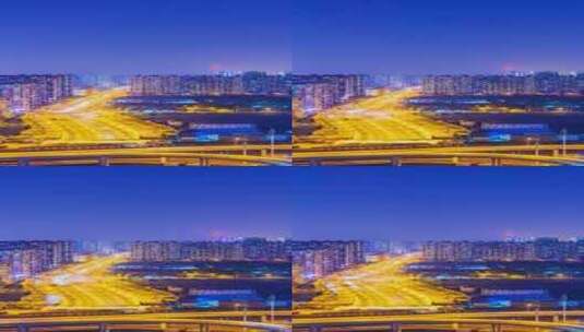 北京中央电视塔城市建筑车流高视角夜景延时高清在线视频素材下载