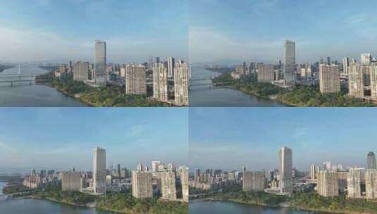 惠州惠城区航拍富力丽港中心城市建筑风光高清在线视频素材下载