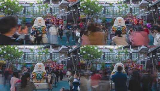 泉州街头幸福兔打卡宣传片6k延时高清在线视频素材下载