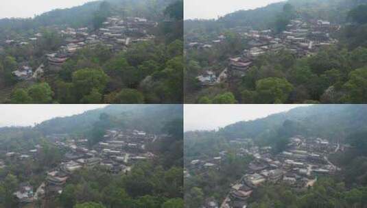 云南普洱景迈山森林树林小镇古寨航拍高清在线视频素材下载