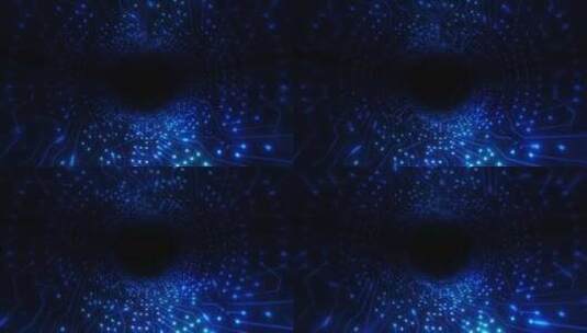 抽象计算机芯片组蓝色隧道背景高清在线视频素材下载