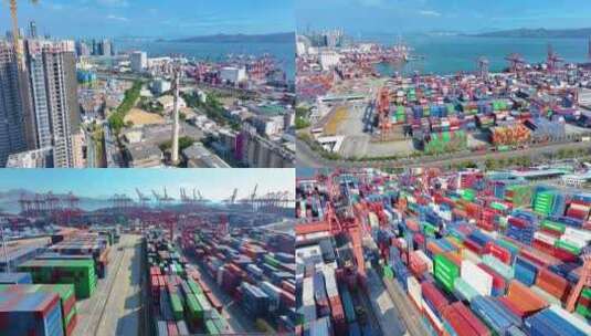 赤湾左炮台港口集装箱码头航拍工业素材价值高清在线视频素材下载