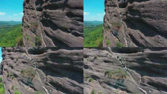 山壁悬崖步道高清在线视频素材下载