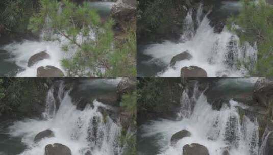瀑布水流山泉水大自然自然风景自然风光高清在线视频素材下载