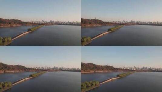 杭州西湖清晨航拍高清在线视频素材下载