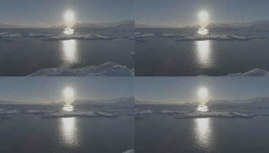 北极雪山上空日出俯瞰高清在线视频素材下载