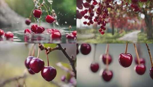 樱桃 樱桃落入水中高清在线视频素材下载
