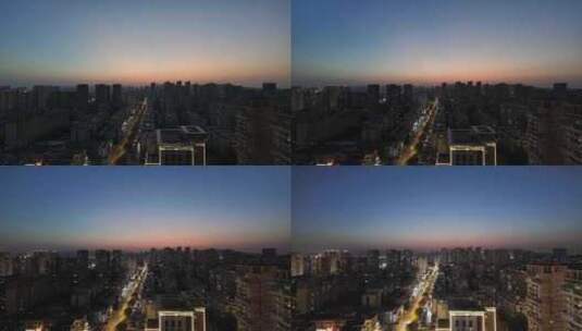 城市居民区黄昏日转夜延时摄影高清在线视频素材下载
