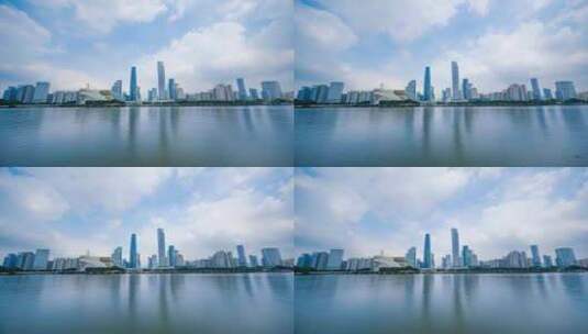 广州城市风光珠江新城江景延时高清在线视频素材下载
