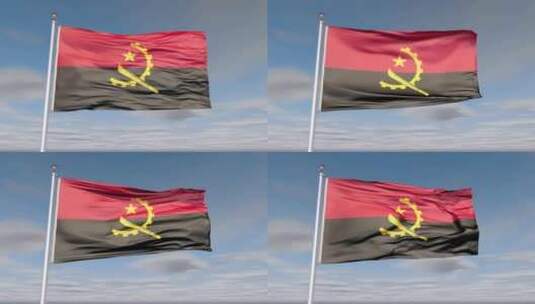 安哥拉国旗动画与天空和云高清在线视频素材下载