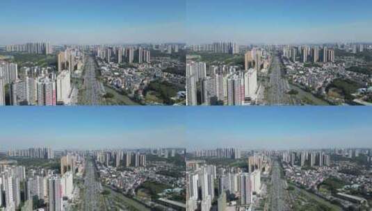 航拍广东江门城市建设江侨路高清在线视频素材下载