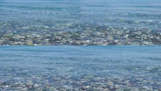 4K - 清澈的水底鹅卵石-清澈水面高清在线视频素材下载