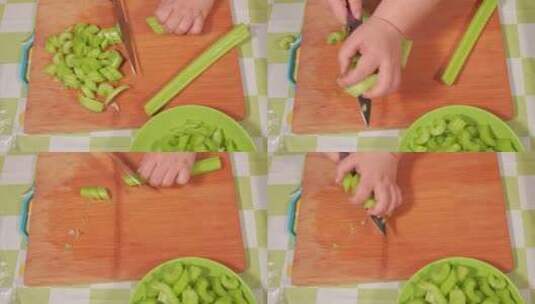 西芹芹菜切丁切菜蔬菜纤维高清在线视频素材下载
