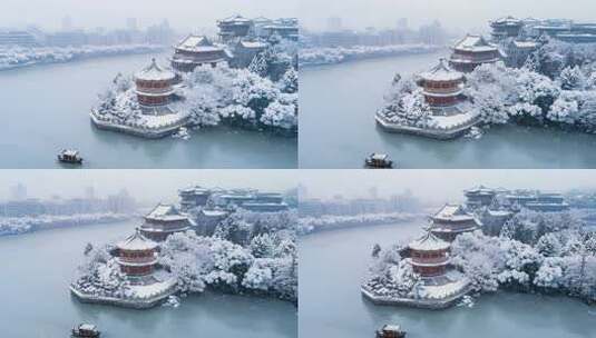 霜降冬日江南雪景亭台楼阁中国风古建筑冬至高清在线视频素材下载