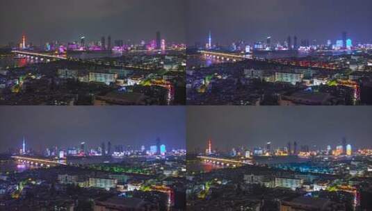 中国武汉两江四岸城市地标夜景风光高清在线视频素材下载