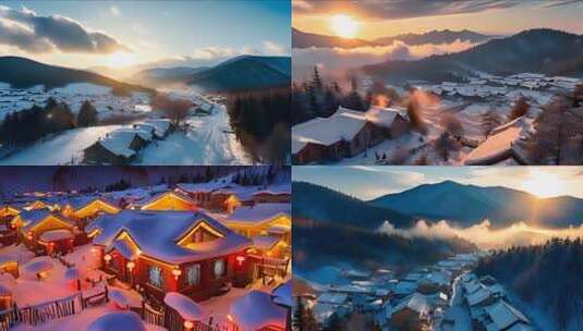 「有版权」航拍中国雪乡合集4K高清在线视频素材下载