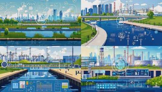 智慧城市科技元素 城市景观数据监控智能交高清在线视频素材下载
