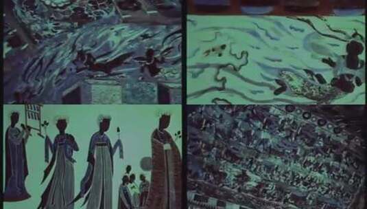 60 70 80年代敦煌飞天壁画高清在线视频素材下载