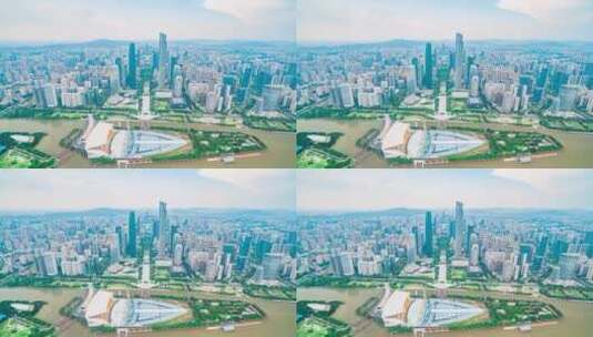 广州_海心沙_延时俯拍珠江新城建筑群4K高清在线视频素材下载