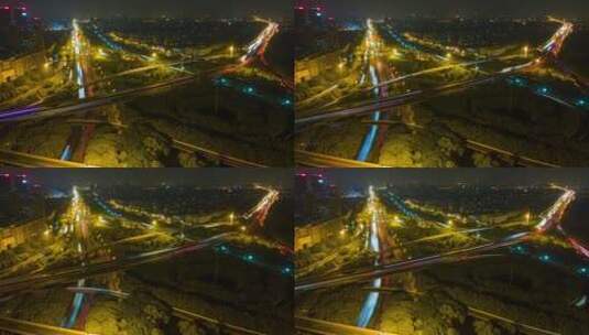 上海莘庄立交桥4K夜景延时航拍3高清在线视频素材下载