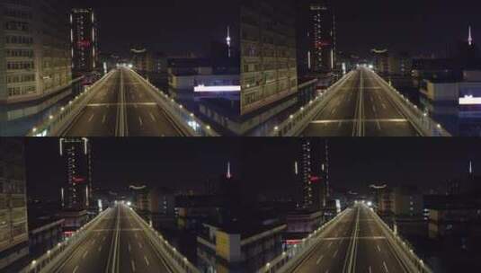 河南 洛阳 立交桥 亮化 无人机 车流高清在线视频素材下载