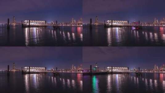 延时拍摄码头夜景高清在线视频素材下载
