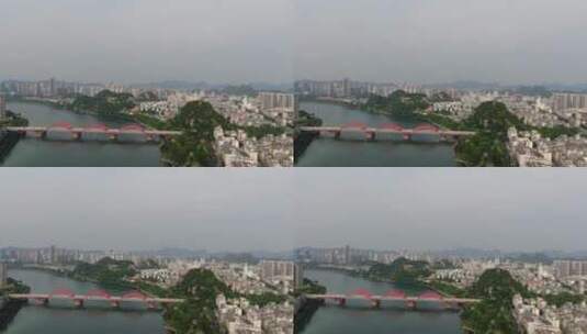 广西柳州文惠大桥航拍高清在线视频素材下载