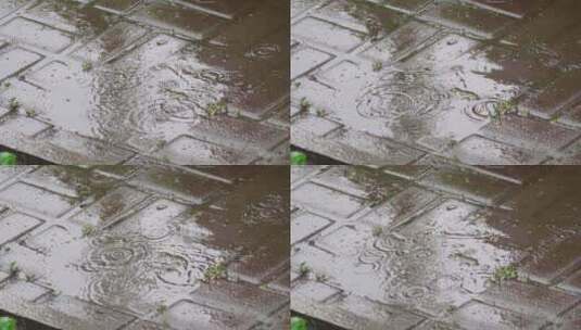 落在路面上的雨滴高清在线视频素材下载