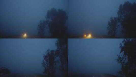 在大雾天驾驶汽车高清在线视频素材下载