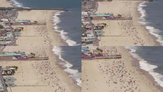 人山人海的海滩高清在线视频素材下载