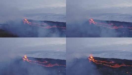 航拍冰岛火山喷发高清在线视频素材下载