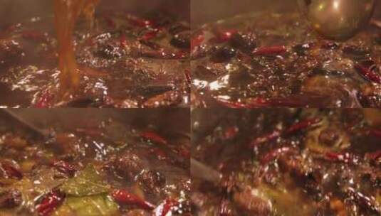 厨师熬制卤味底料卤肉底料高清在线视频素材下载