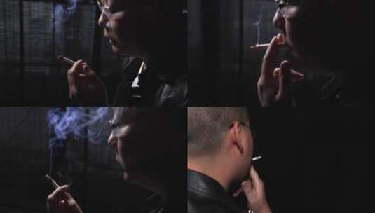 男人独自抽烟吸烟特写 有害健康4k失落高清在线视频素材下载
