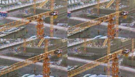 航拍建筑工地施工建设高清在线视频素材下载