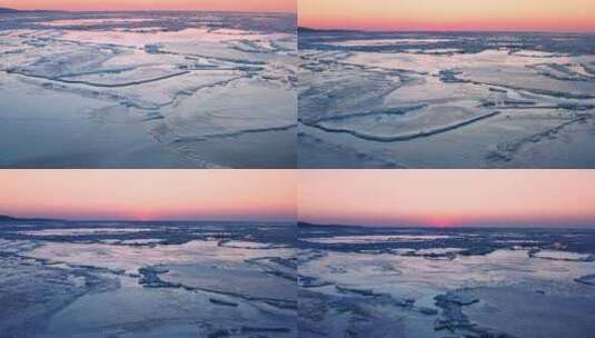 辽宁大连海冰航拍风光高清在线视频素材下载