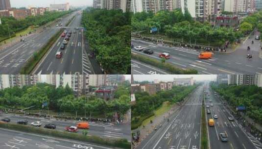 上海疫情结束马路车辆行驶航拍高清在线视频素材下载