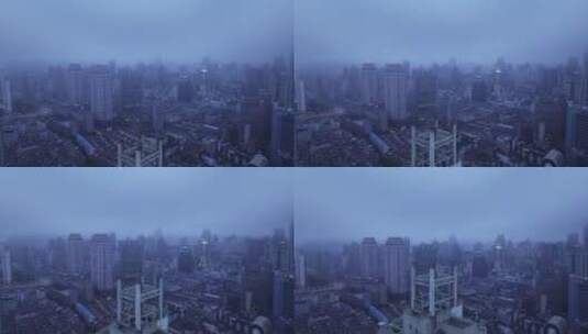 上海北外滩阴天城市航拍素材高清在线视频素材下载