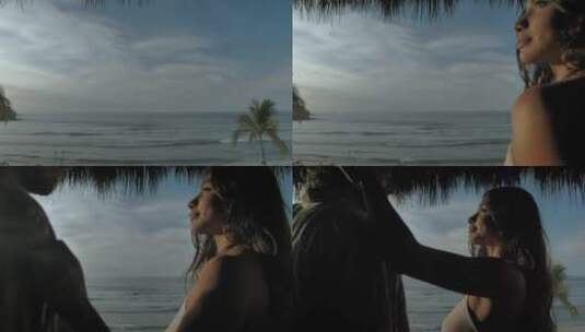 海滩上的浪漫情侣高清在线视频素材下载