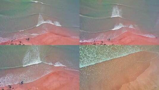 航拍海边沙滩海浪翻滚绵延不断高清在线视频素材下载