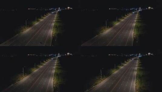 夜晚安静的马路上行驶车辆高清在线视频素材下载