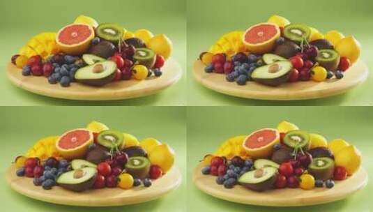 水果沙拉慢镜头展示高清在线视频素材下载