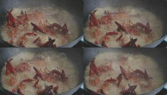油炸小龙虾升格镜头高清在线视频素材下载
