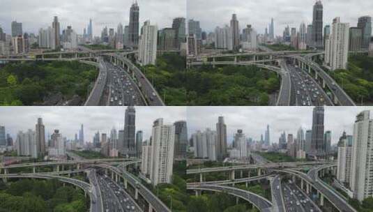 城市高架立交桥车流交通枢纽4K航拍高清在线视频素材下载